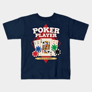 Poker T-Shirt, Life is a gamble, Card Player gift Kids T-Shirt